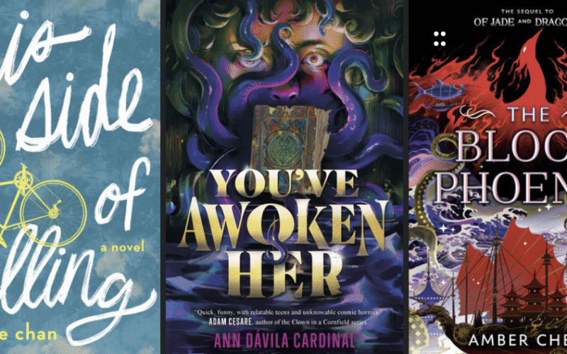 Covers for the books This Side of Falling, You've Awoken Her, and the Blood Pheonix. Descriptions of each may be found on the individual images within the post.